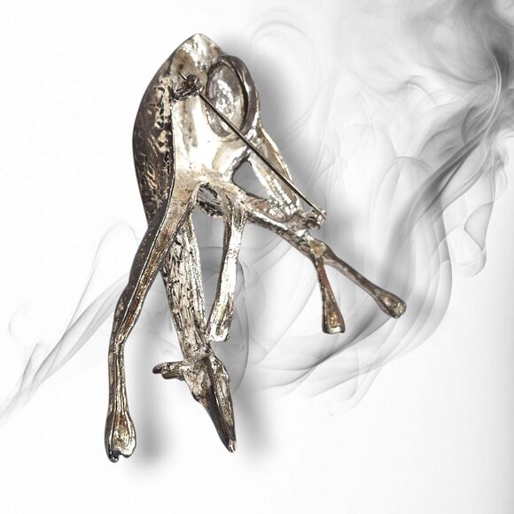 Vintage Giraffe Silvertone Statement Necklace & Brooch Set 3D Safari Jewelry - Picture 10 of 13